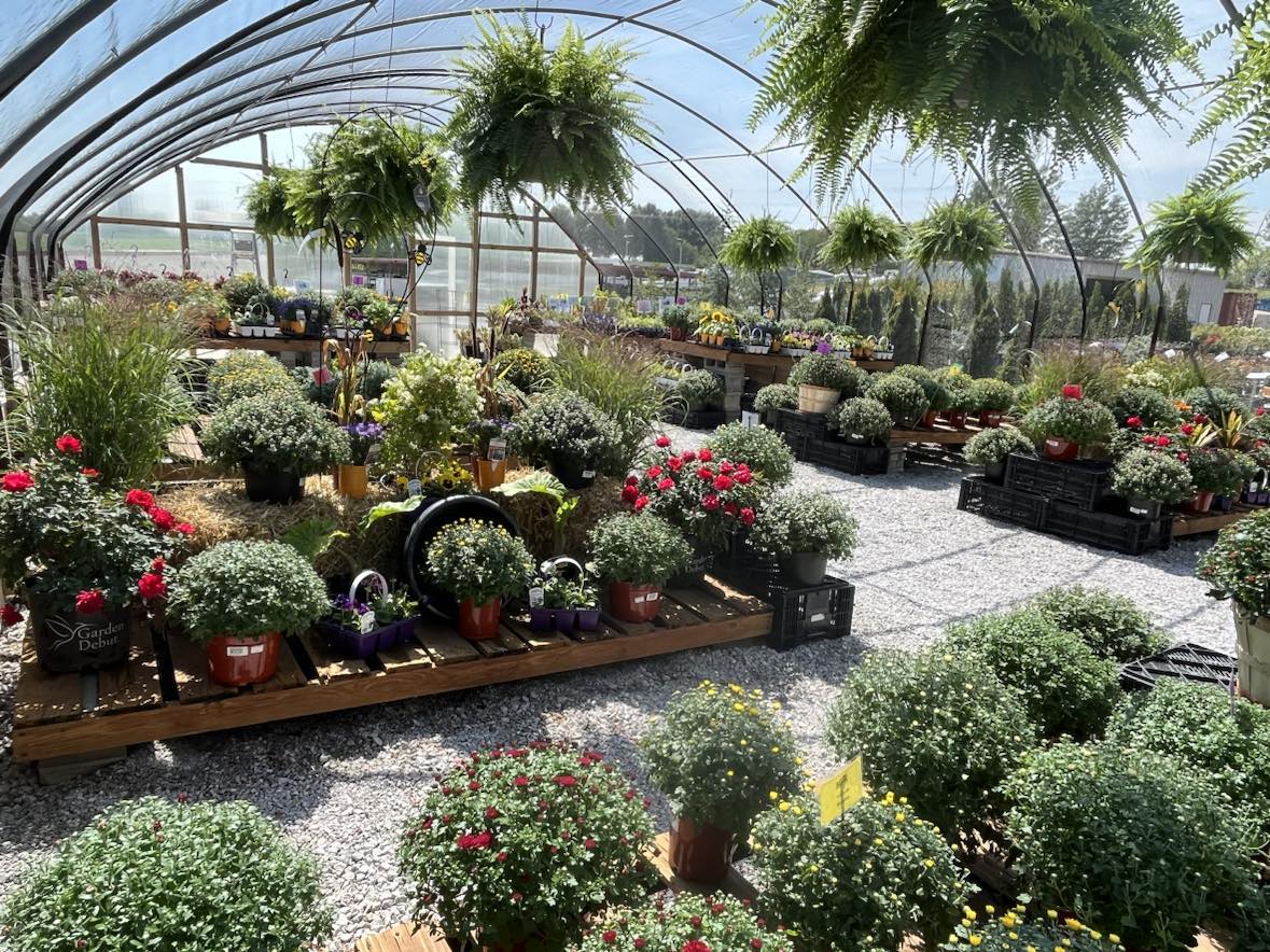 photos of fall outdoor decorations displayed at Full Features Garden Center 